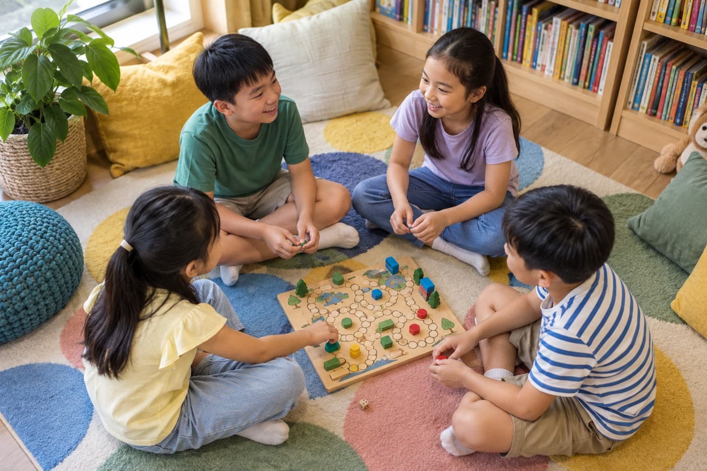 Children connecting through a cooperative after-school activity